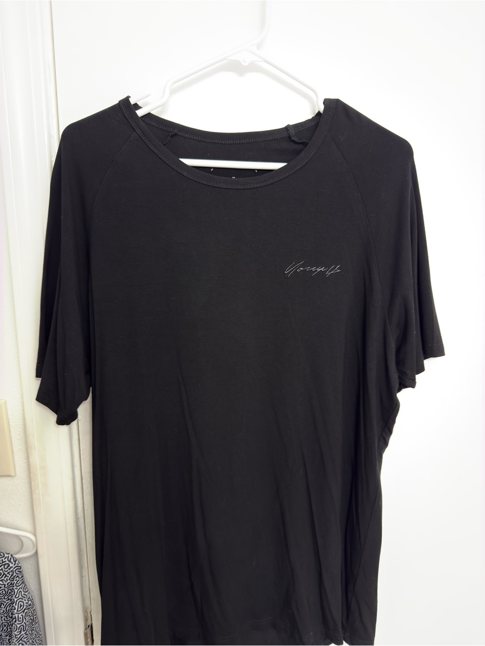 YoungLA Black Short Sleeve Crew Neck T-Shirt with Script Logo